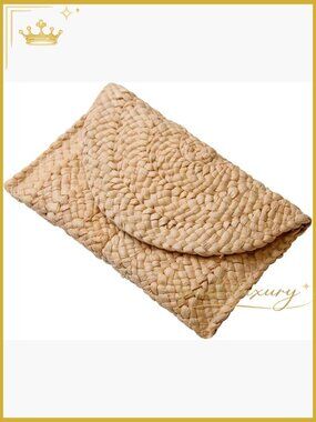Straw Clutch Purse for Women Summer Beach Envelope Woven Handbag